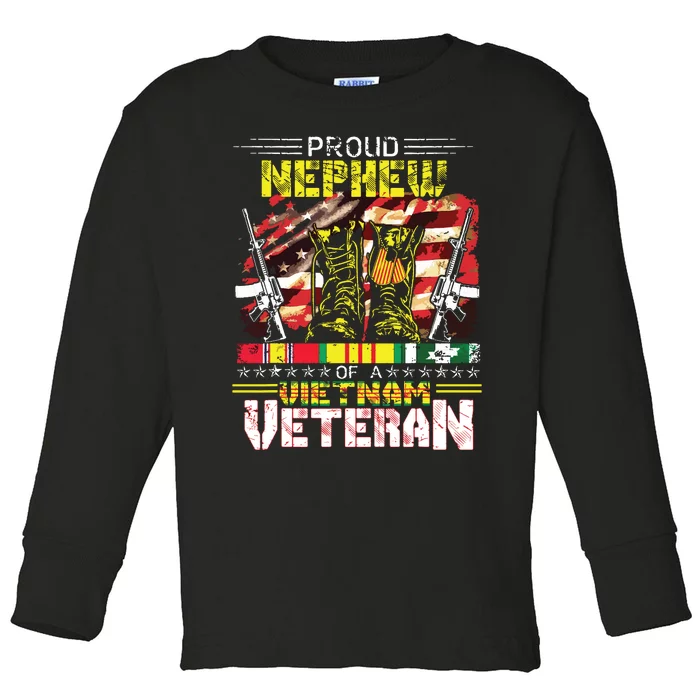 Proud Nephew Of A Vietnam Veteran Vietnam War Vet Toddler Long Sleeve Shirt