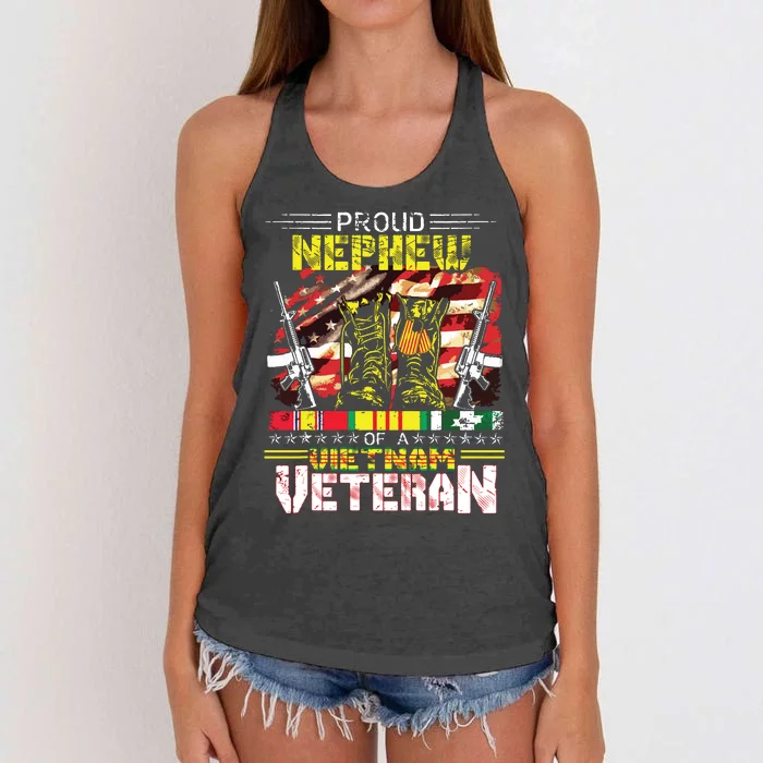 Proud Nephew Of A Vietnam Veteran Vietnam War Vet Women's Knotted Racerback Tank