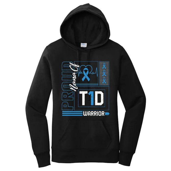 Proud Nana Of T1D Warrior Ribbon Diabetes Awareness Type One Women's Pullover Hoodie