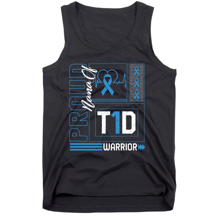 Proud Nana Of T1D Warrior Ribbon Diabetes Awareness Type One Tank Top