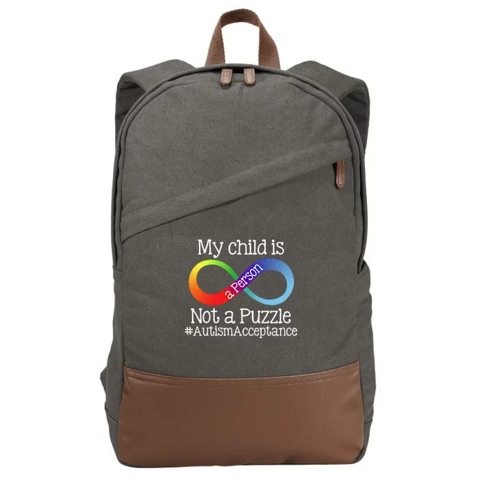 People Not Puzzles Autism Mom Mama Dad Son Gift Cotton Canvas Backpack