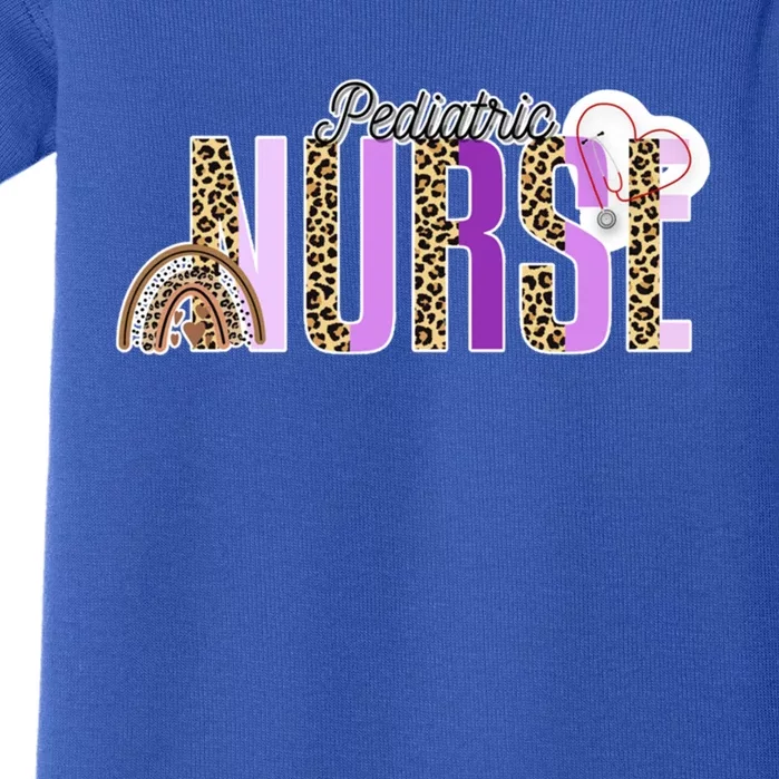 Pediatric Nurse Pediatrician Leopard Rainbow Gift Baby Bodysuit