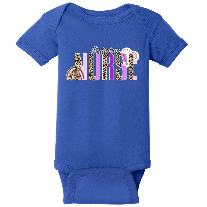 Pediatric Nurse Pediatrician Leopard Rainbow Gift Baby Bodysuit