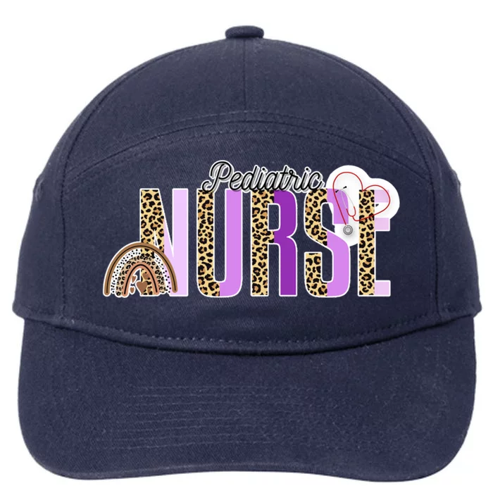 Pediatric Nurse Pediatrician Leopard Rainbow Gift 7-Panel Snapback Hat