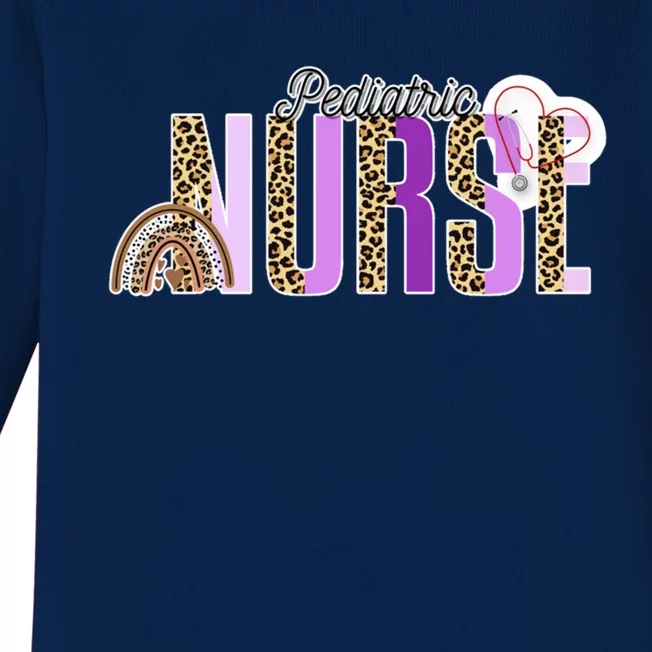 Pediatric Nurse Pediatrician Leopard Rainbow Gift Baby Long Sleeve Bodysuit