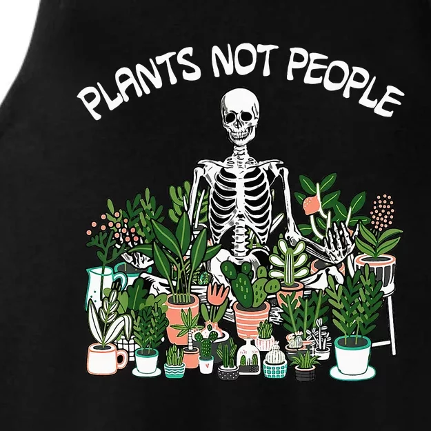 Plants Not People Skeleton Funny Gardening Ladies Tri-Blend Wicking Tank