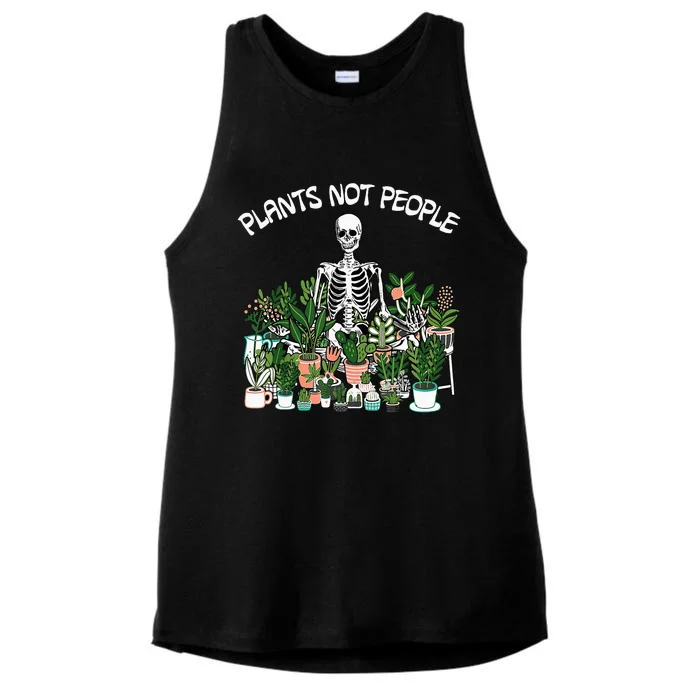 Plants Not People Skeleton Funny Gardening Ladies Tri-Blend Wicking Tank