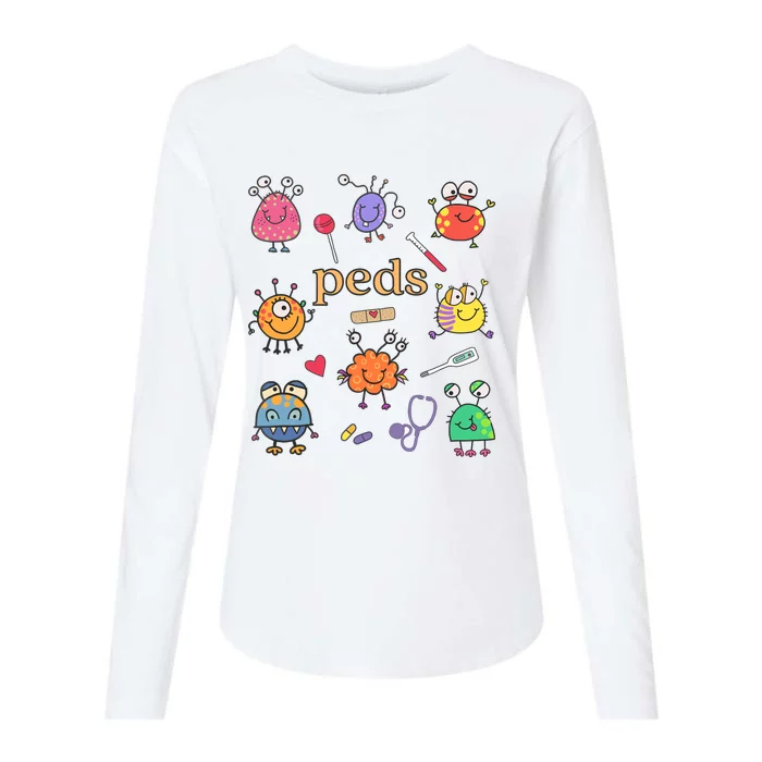 Pediatric Nurse Peds Nurse Peds Crew Rn Pediatric Emergency Womens Cotton Relaxed Long Sleeve T-Shirt