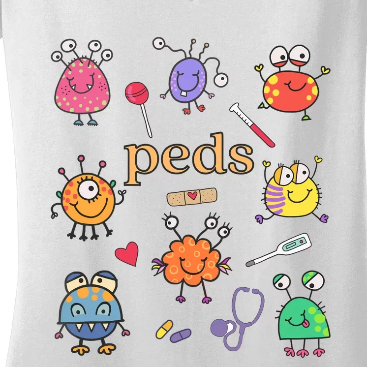 Pediatric Nurse Peds Nurse Peds Crew Rn Pediatric Emergency Women's V-Neck T-Shirt