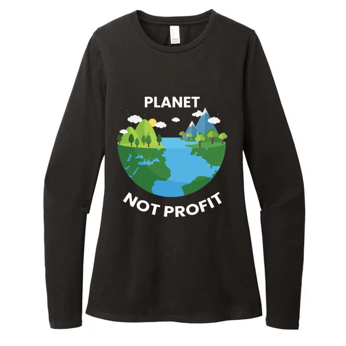 Planet Not Profits Funny Earth’s Day Save Our Planet Graphic Cute Gift Womens CVC Long Sleeve Shirt