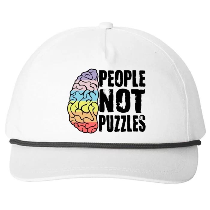 People Not Puzzles Autism Awareness Neurodiversity Inclusion Great Gift Snapback Five-Panel Rope Hat