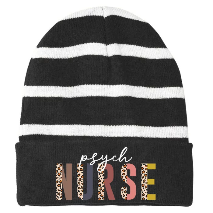 psych nurse Psychiatric Nurse Week RN Mental Health Nursing Striped Beanie with Solid Band