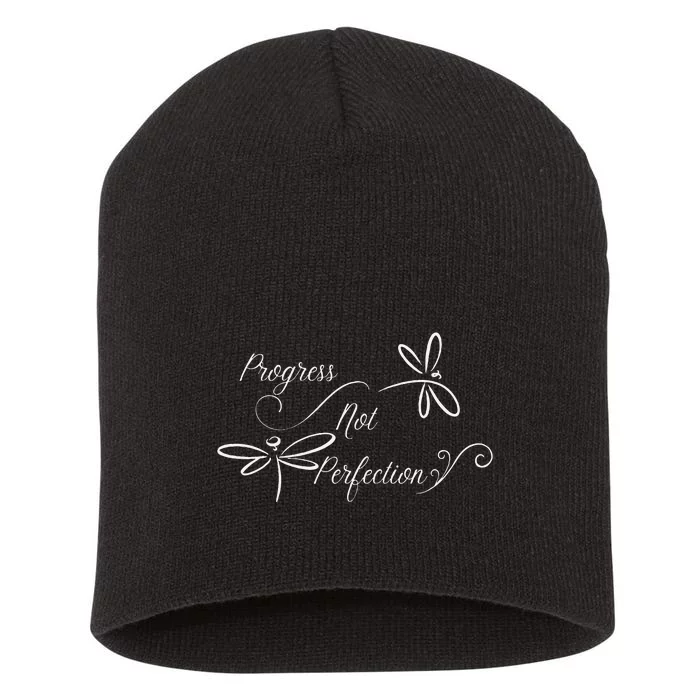 Progress Not Perfection Motivational Short Acrylic Beanie