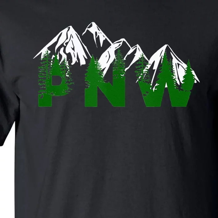 Pacific Northwest PNW Pine Trees Mountains Gift Tall T-Shirt