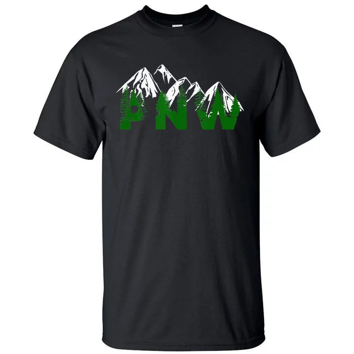 Pacific Northwest PNW Pine Trees Mountains Gift Tall T-Shirt