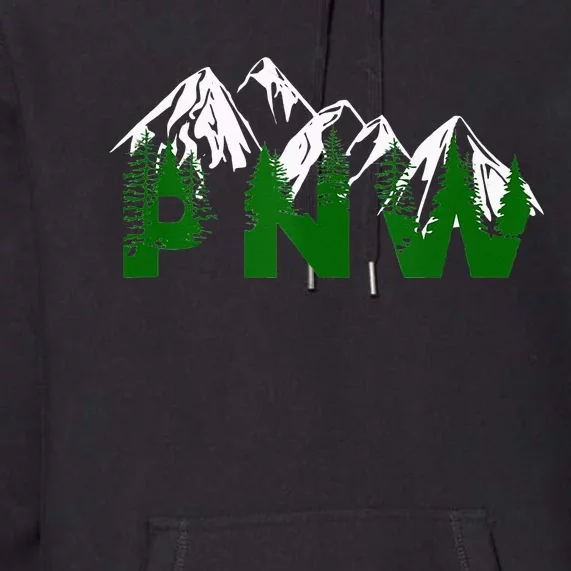 Pacific Northwest PNW Pine Trees Mountains Gift Premium Hoodie