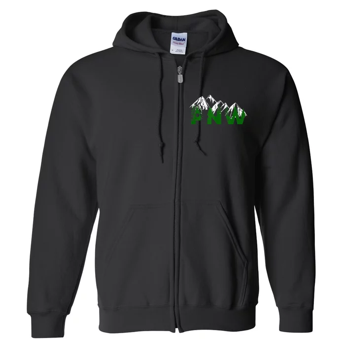 Pacific Northwest PNW Pine Trees Mountains Gift Full Zip Hoodie