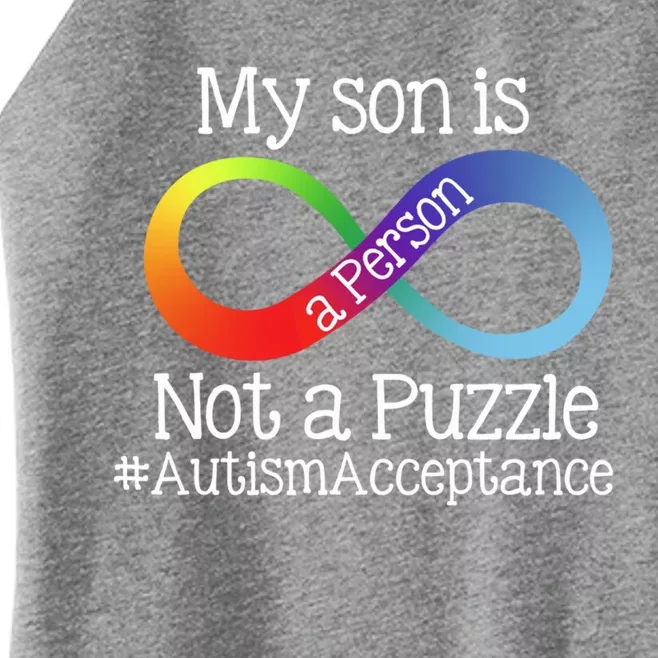 People Not Puzzles Autism Mom Mama Son Cool Gift Women’s Perfect Tri Rocker Tank