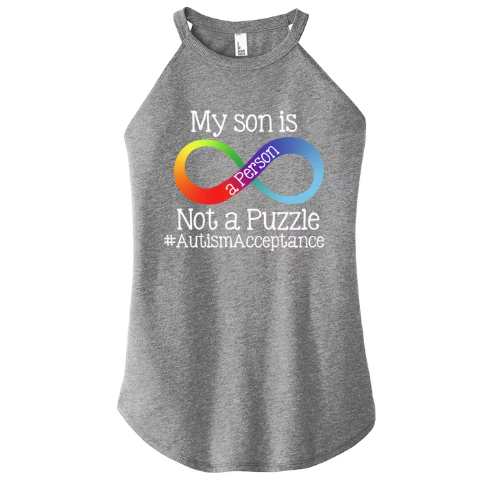 People Not Puzzles Autism Mom Mama Son Cool Gift Women’s Perfect Tri Rocker Tank