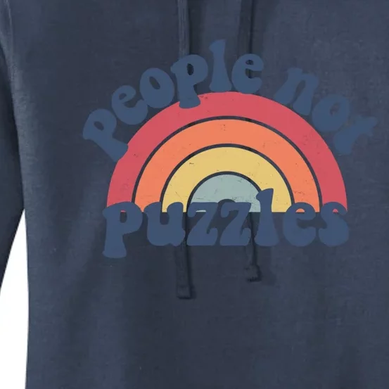 People Not Puzzles Inclusion Funny Gift Neurodiversity Funny Gift Women's Pullover Hoodie