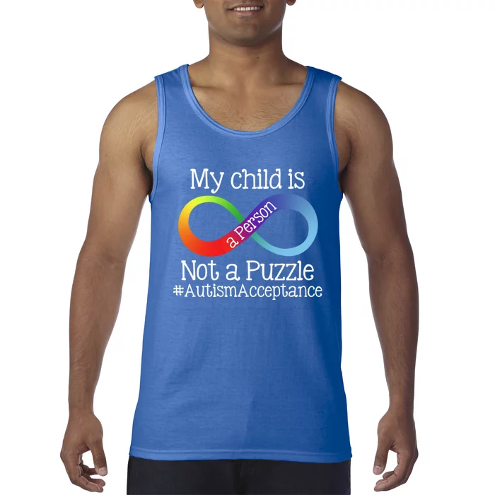 People Not Puzzles Autism Mom Mama Dad Son Gift Tank Top