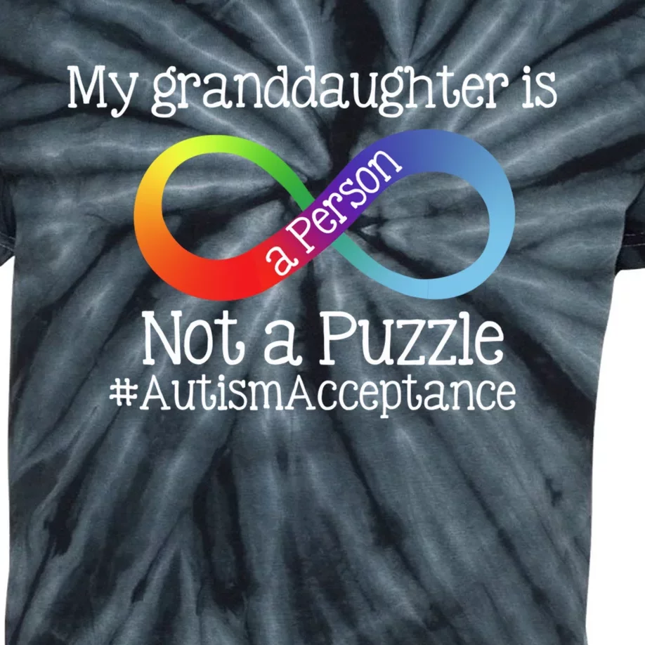 People Not Puzzles Autism Grandma Grandpa Granddaughter Kids Tie-Dye T-Shirt