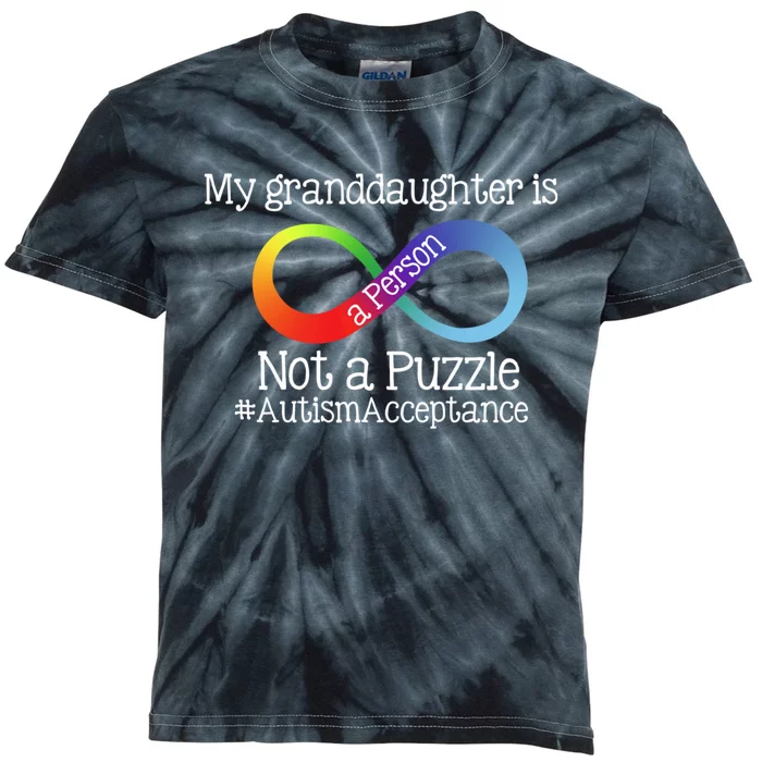 People Not Puzzles Autism Grandma Grandpa Granddaughter Kids Tie-Dye T-Shirt