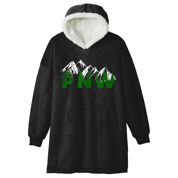 Pacific Northwest PNW Pine Trees Mountains Gift Hooded Wearable Blanket