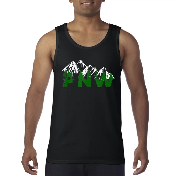 Pacific Northwest PNW Pine Trees Mountains Gift Tank Top