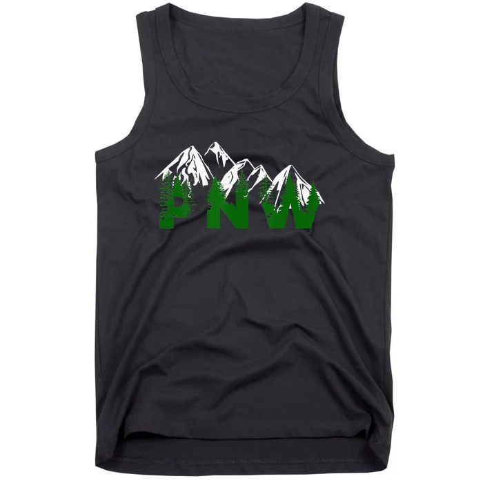 Pacific Northwest PNW Pine Trees Mountains Gift Tank Top