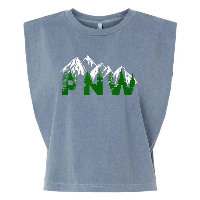 Pacific Northwest PNW Pine Trees Mountains Gift Garment-Dyed Women's Muscle Tee