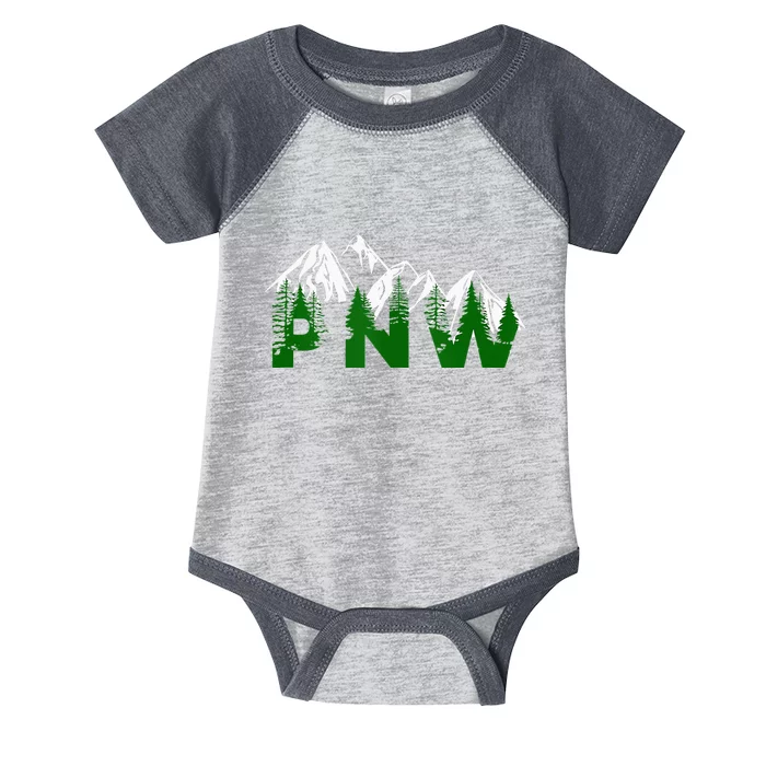 Pacific Northwest PNW Pine Trees Mountains Gift Infant Baby Jersey Bodysuit