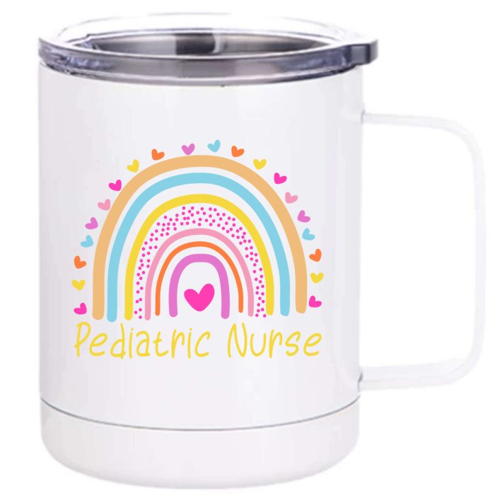 Pediatric Nurse Rainbow Cute Gift Front & Back 12oz Stainless Steel Tumbler Cup