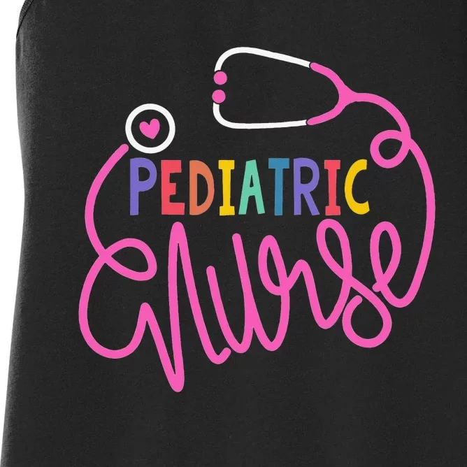 Pediatric Nurse Stethoscope Peds Nursing Life Women's Racerback Tank