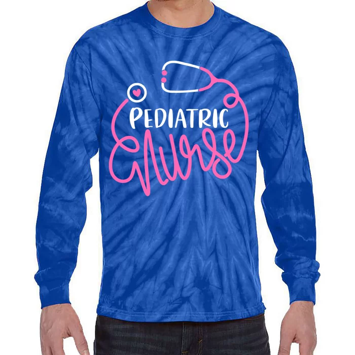 Pediatric Nurse Stethoscope Pediatrician Nursing Student Funny Gift Tie-Dye Long Sleeve Shirt