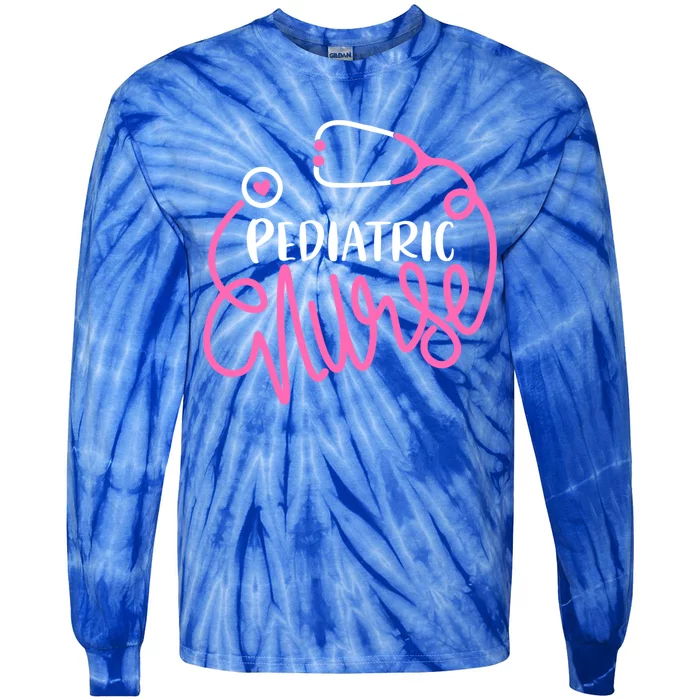 Pediatric Nurse Stethoscope Pediatrician Nursing Student Funny Gift Tie-Dye Long Sleeve Shirt