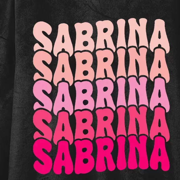 Personalized Name Sabrina I Love Sabrina Groovy 80S Hooded Wearable Blanket