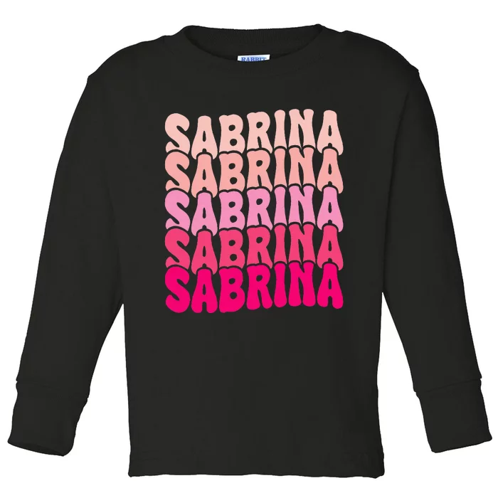 Personalized Name Sabrina I Love Sabrina Groovy 80S Toddler Long Sleeve Shirt