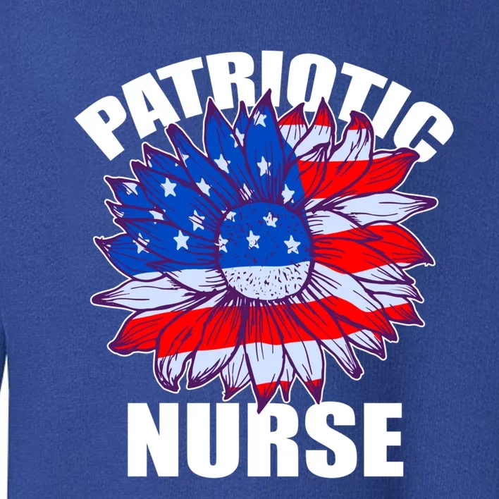 Patriotic Nurse Sunflower Retro Job America Flag Funny Gift Toddler Sweatshirt