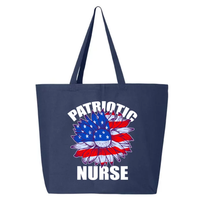 Patriotic Nurse Sunflower Retro Job America Flag Funny Gift 25L Jumbo Tote