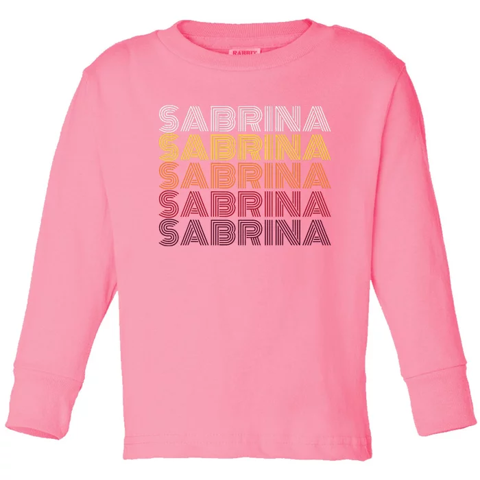 Personalized Name Sabrina Vintage Sabrina Retro Toddler Long Sleeve Shirt