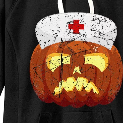 Pumpkin Nurse Scary Halloween Funny Distressed Women's Fleece Hoodie