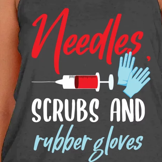 Phlebotomist Needles Scrubs Gloves Phlebotomy Tech Nurse Women's Knotted Racerback Tank