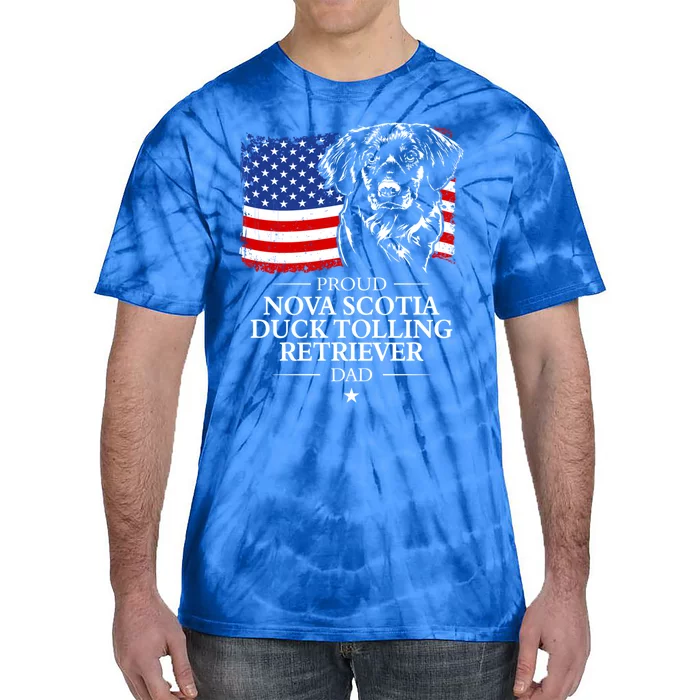 Proud Nova Scotia Duck Tolling Retriever Dad American Flag Gift Tie-Dye T-Shirt