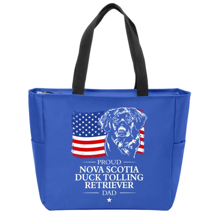 Proud Nova Scotia Duck Tolling Retriever Dad American Flag Gift Zip Tote Bag