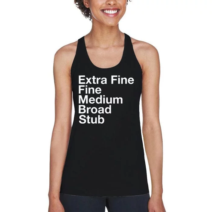 Pen Nib Sizes Women's Racerback Tank