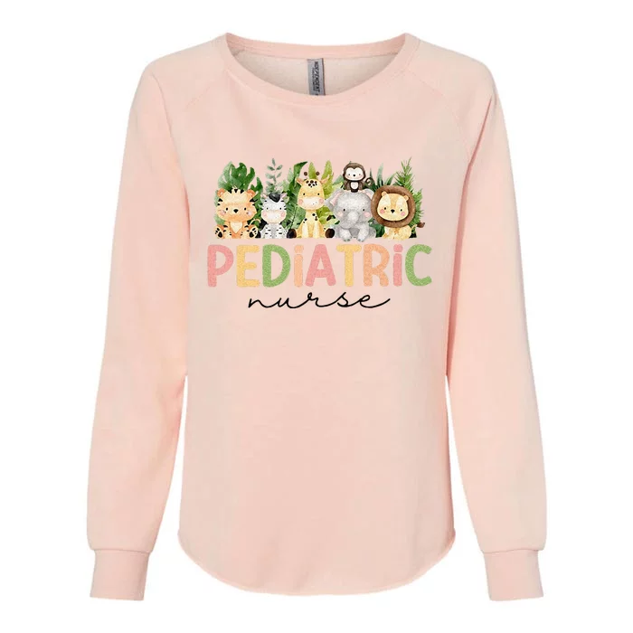 Pediatric Nurse Safari Baby Animals Nurse Appreciation Week Womens California Wash Sweatshirt