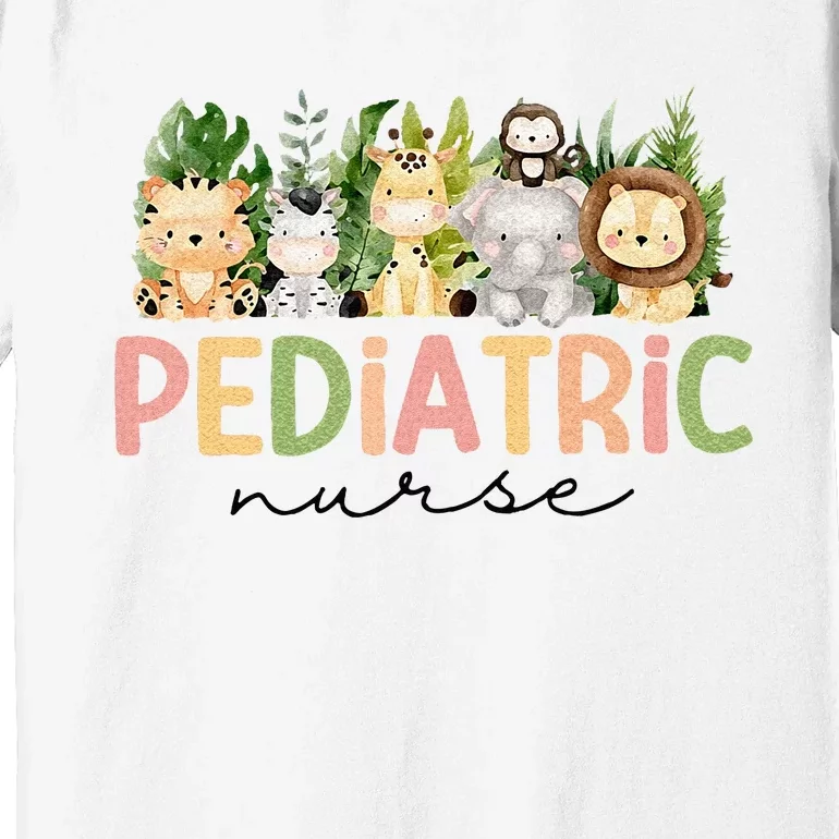 Pediatric Nurse Safari Baby Animals Nurse Appreciation Week Premium T-Shirt