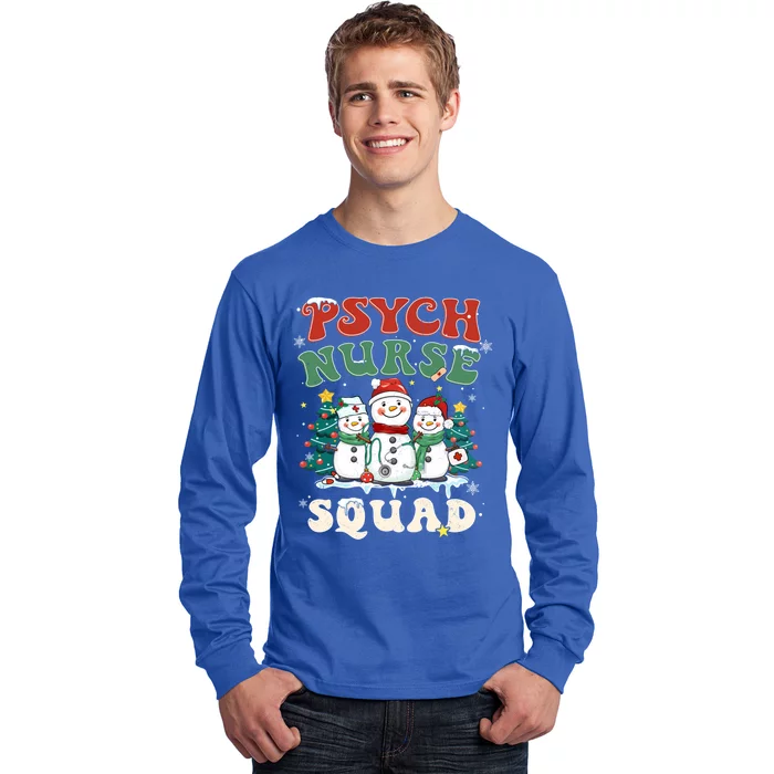 Psych Nurse Squad Funny Christmas Snowmies Nurse Stethoscope Gift Long Sleeve Shirt