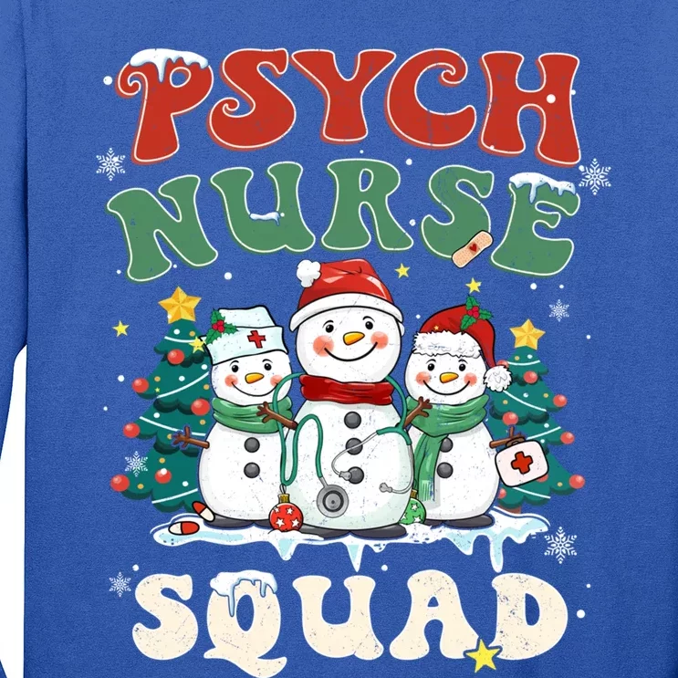 Psych Nurse Squad Funny Christmas Snowmies Nurse Stethoscope Gift Long Sleeve Shirt